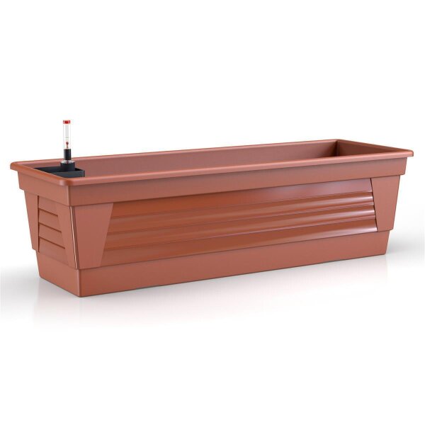 Blumenkasten Terrakotta 80 cm mit Hydro-Einsatz und Wasserstandsanzeige
