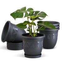 Blumentopf 5er set mit Untersetzer - Anthrazit