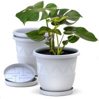 Blumentopf Capri 3er Set mit Untersetzer - Weiss