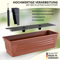 Blumenkasten Milano 3er Set - Terrakotta - mit Hydroeinsatz und Wasserstandsanzeiger