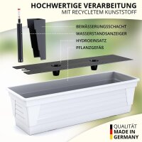 Blumenkasten Milano 3er Set - Weiss - mit Hydroeinsatz und Wasserstandsanzeiger