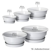 Pflanzschalen 3er Set mit Untersetzer - Weiss Ø 45 cm