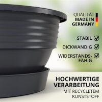 Pflanzschalen 5er Set mit Untersetzer - Anthrazit Ø 32 cm