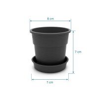 10 Stück Anzuchttöpfe mit Kokoserde Pflanztopf Ø 8 cm Durchmesser mit Untersetzer auf robusten Kunststoff und witterungsbeständigen Material, runde Saattöpfe