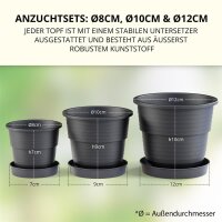 Anzuchttöpfe 8 cm Anthrazit 100 Stück