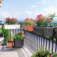 Blumenkasten Milano mit Hydroeinsatz, Wasserstandsanzeiger und passender Halterung - Anthrazit 60 cm