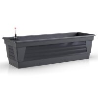 Blumenkasten Milano mit Hydroeinsatz, Wasserstandsanzeiger und passender Halterung - Anthrazit 60 cm