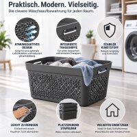 Wäschekorb aus hochwertigem Kunststoff – Stapelbar, ergonomisch & in verschiedenen Größen und Farben | Für Wäsche, Spielzeug, Pfandflaschen und mehr Grau 3er Set 30L