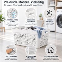 Wäschekorb aus hochwertigem Kunststoff – Stapelbar, ergonomisch & in verschiedenen Größen und Farben | Für Wäsche, Spielzeug, Pfandflaschen und mehr Weiß 3er Set 20L