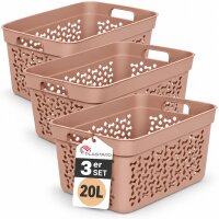 Wäschekorb aus hochwertigem Kunststoff – Stapelbar, ergonomisch & in verschiedenen Größen und Farben | Für Wäsche, Spielzeug, Pfandflaschen und mehr Pink 3er Set 20L