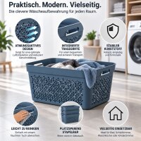 Wäschekorb aus hochwertigem Kunststoff – Stapelbar, ergonomisch & in verschiedenen Größen und Farben | Für Wäsche, Spielzeug, Pfandflaschen und mehr Blau 3er Set 30L